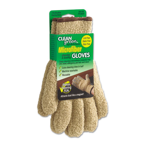 Image of CleanGreen Microfiber Dusting Gloves, 5" x 10, Pair