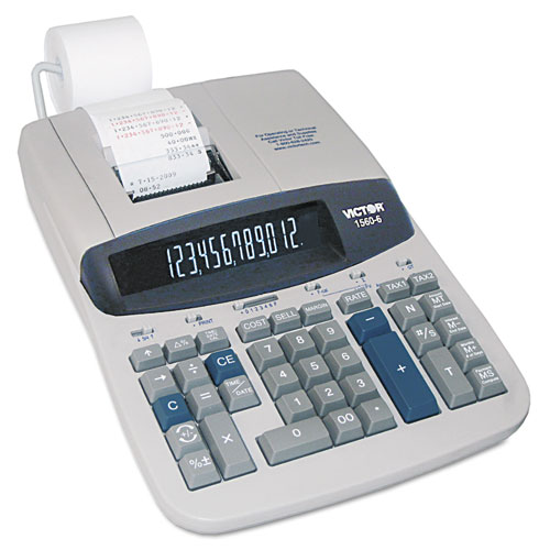 1560-6 Two-Color Ribbon Printing Calculator, Black/Red Print, 5.2 Lines/Sec | by Plexsupply
