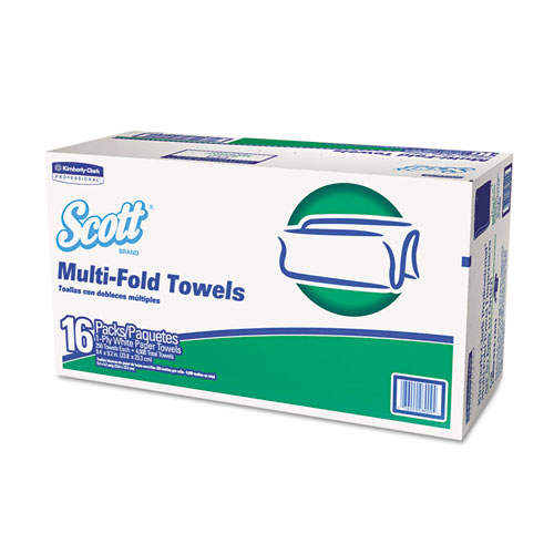 Multi-Fold Towels, Absorbency Pockets, 1-Ply, 9.2 x 9.4, 250/Pack, 16 Packs/Carton