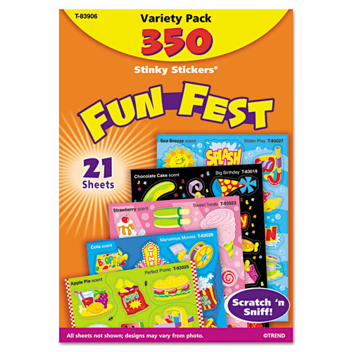 Stinky Stickers Variety Pack, Mixed Shapes, Assorted Colors, 350/Pack