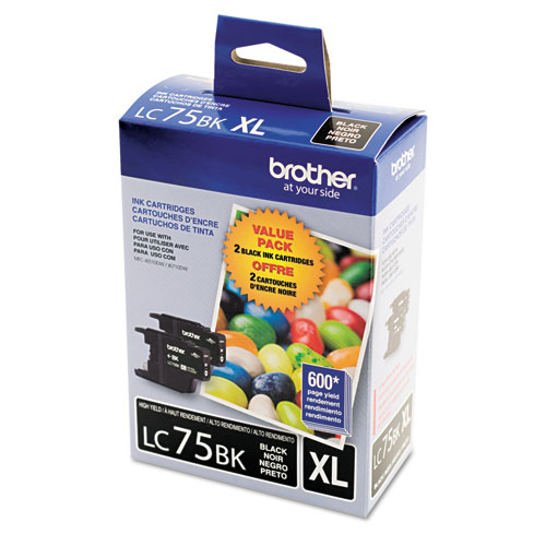 Image of Brother Lc752Pks Innobella High-Yield Ink, 600 Page-Yield, Black, 2/Pack