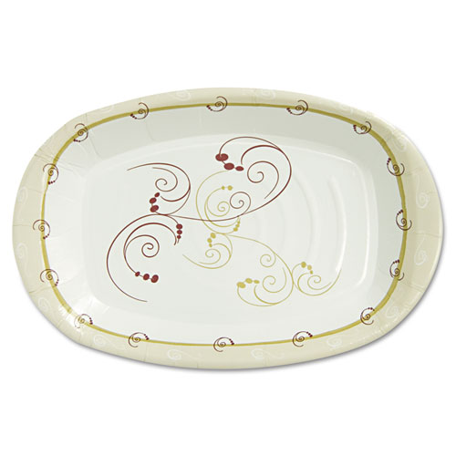 Dart® Symphony Paper Dinnerware, Heavyweight Platter, 6 1/2 " x 10", Tan, 125/Pack