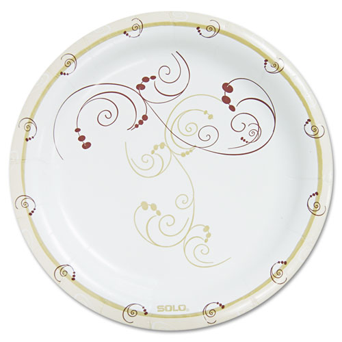 SOLO® Symphony Paper Dinnerware, Heavyweight Plate, 9" dia, Tan, 125/Pack