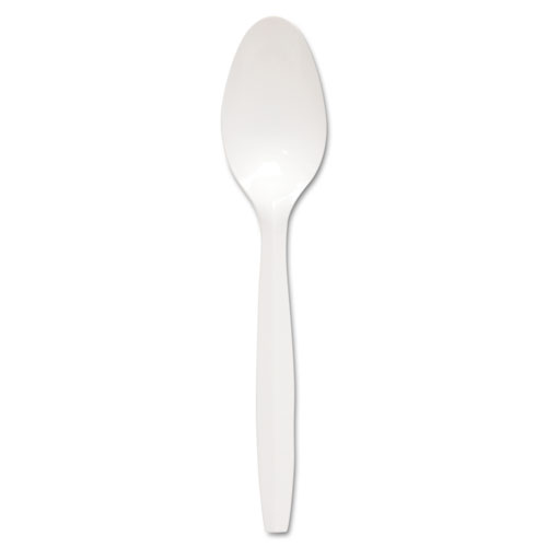 SOLO® Regal Mediumweight Cutlery, Full-Size, Teaspoon, White, 1000/Carton