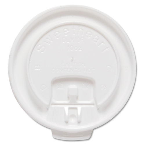 Dart® Lift Back and Lock Tab Cup Lids for Foam Cups, Fits 10 oz Trophy Cups, White, 100/Pack