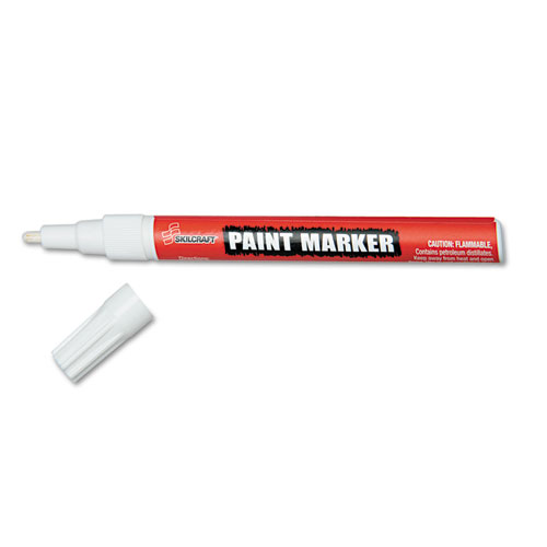 7520012074159 SKILCRAFT Paint Marker, Fine Bullet Tip, White, Dozen