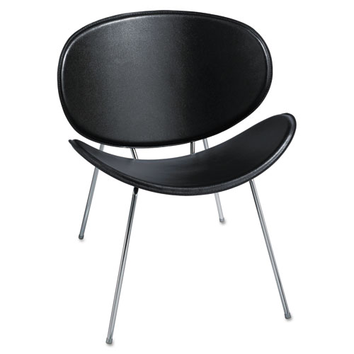 SY LEATHER GUEST CHAIR, SUPPORTS UP TO 250 LBS., BLACK SEAT/BLACK BACK, CHROME BASE