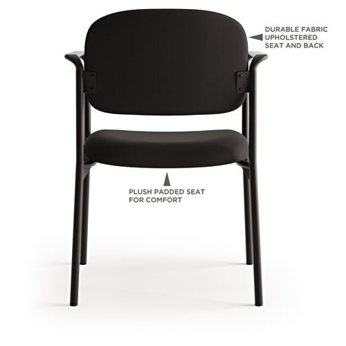 Image of Hon® Vl616 Stacking Guest Chair With Arms, Fabric Upholstery, 23.25" X 21" X 32.75", Charcoal Seat, Charcoal Back, Black Base
