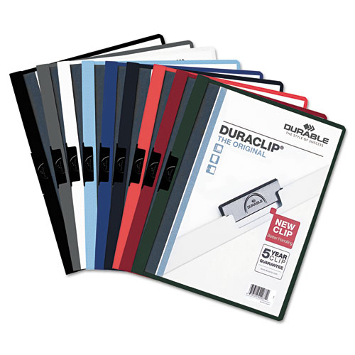 Durable® DuraClip Report Cover with Clip Fastener, 8.5 x 11, Clear/Navy, 25/Box