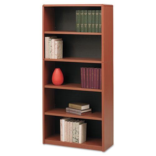 Value Mate Series Metal Bookcase, Five-Shelf, 31-3/4w X 13-1/2d X 67h, Cherry