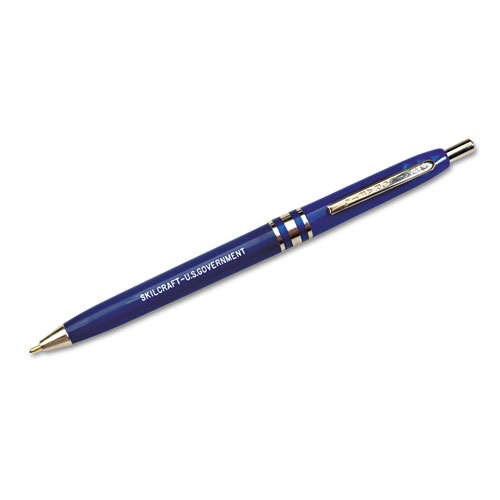 7520013322833 SKILCRAFT U.S. Government Ballpoint Pen, Retractable, Medium 1 mm, Blue Ink, Blue Barrel, Dozen