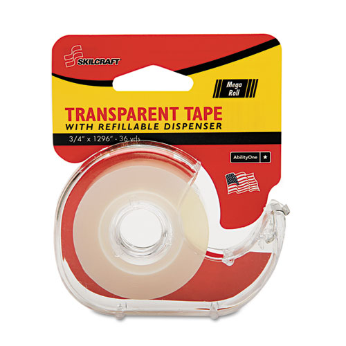 7520015167576 SKILCRAFT Tape with Dispenser, 1" Core, 0.75" x 36 yds, Glossy Clear