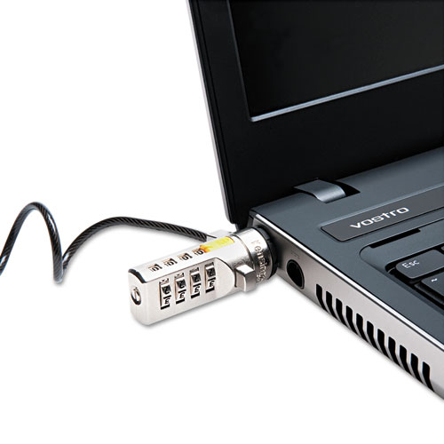 Kensington® Portable Combination Laptop Lock, 6ft Carbon Strengthened Steel Cable, Black