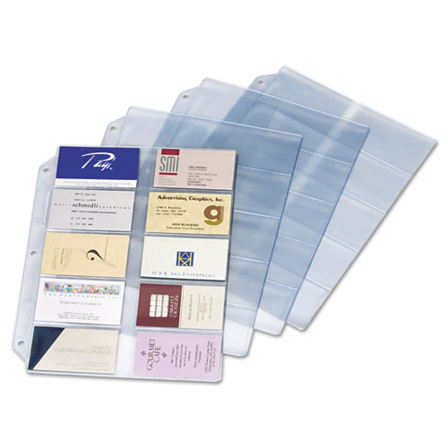 Business Card Refill Pages, For 2 x 3.5 Cards, Clear, 20 Cards/Sheet, 10 Sheets/Pack