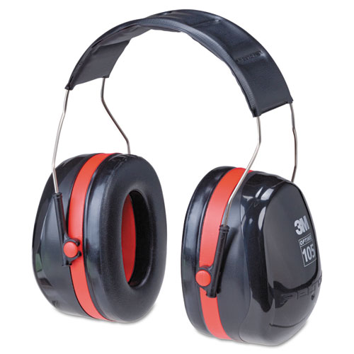 Image of 3M™ Peltor Optime 105 High Performance Ear Muffs H10A, 30 Db Nrr, Black/Red