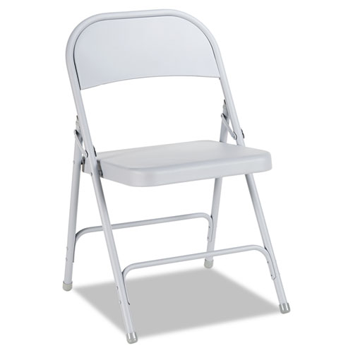 Alera® Steel Folding Chair with Two-Brace Support, Light Gray, 4/Carton