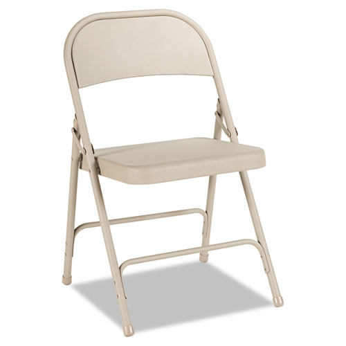 Alera® Steel Folding Chair with Two-Brace Support, Tan, 4/Carton