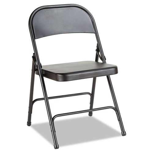 Alera® Steel Folding Chair with Two-Brace Support, Graphite, 4/Carton