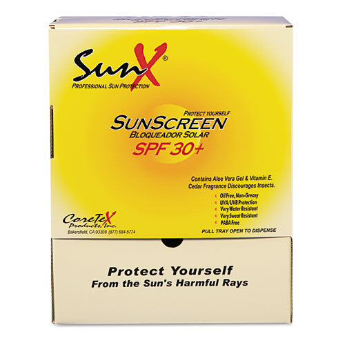 SunX® SPF30 Sunscreen, Single Dose Pouch, 100/Box