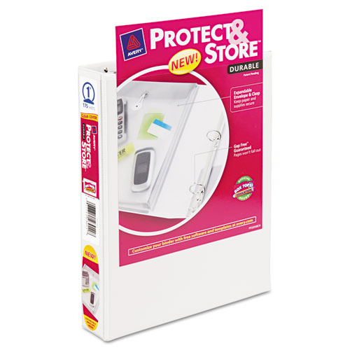 Image of Mini Size Protect and Store View Binder with Round Rings, 3 Rings, 1" Capacity, 8.5 x 5.5, White