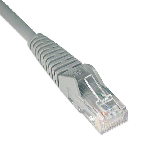 Cat6 Gigabit Snagless Molded Patch Cable, RJ45 (M/M), 1 ft., Gray | by Plexsupply