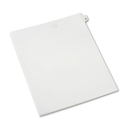 PREPRINTED LEGAL EXHIBIT SIDE TAB INDEX DIVIDERS, AVERY STYLE, 10-TAB, 76, 11 X 8.5, WHITE, 25/PACK, (1076)