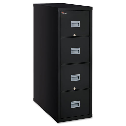 Patriot by FireKing Insulated Fire File, 1-Hour Fire Protection, 4 Letter-Size File Drawers, Black, 17.75" x 31.63" x 52.75"