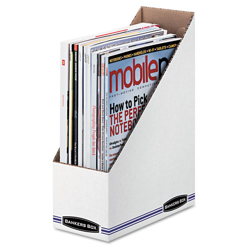 Corrugated Cardboard Magazine File, 4 x 9 1/4 x 11 3/4, White, 12/Carton | by Plexsupply