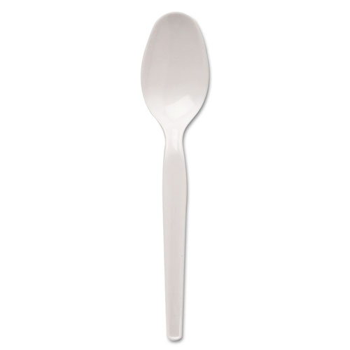 Image of Plastic Cutlery, Heavyweight Teaspoons, White, 100/Box