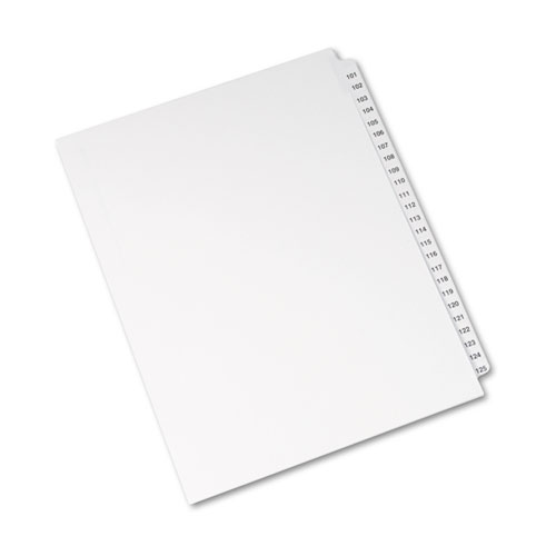 Preprinted Legal Exhibit Side Tab Index Dividers, Avery Style, 25-Tab, 101 to 125, 11 x 8.5, White, 1 Set