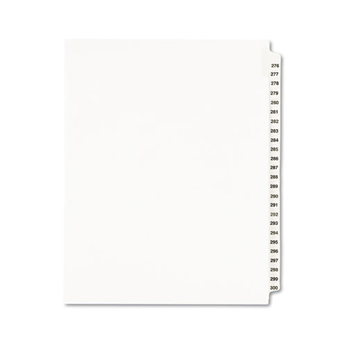 PREPRINTED LEGAL EXHIBIT SIDE TAB INDEX DIVIDERS, AVERY STYLE, 25-TAB, 276 TO 300, 11 X 8.5, WHITE, 1 SET, (1341)