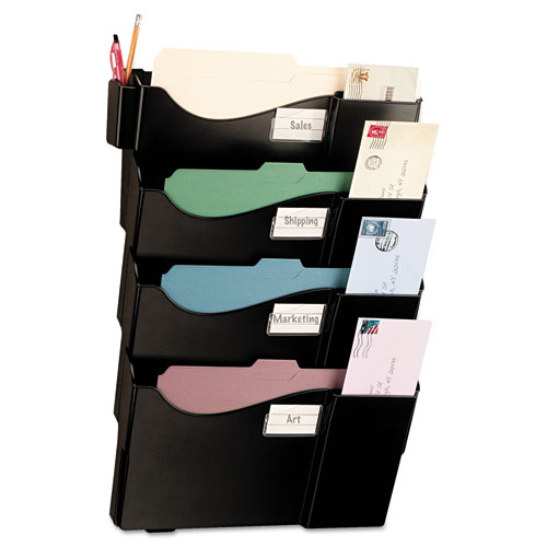 Grande Central Filing System, 4 Sections, Legal/Letter Size, 16.63" x 4.75" x 23.25", Black, 4/Pack