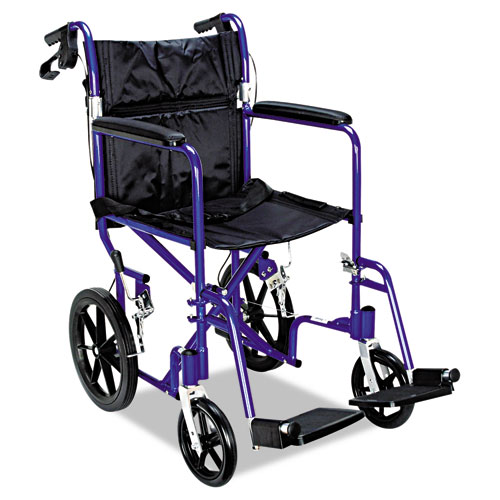Excel Deluxe Aluminum Transport Wheelchair, 19w x 16d, 300 lb Capacity