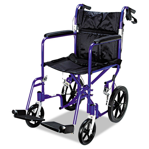 Image of Excel Deluxe Aluminum Transport Wheelchair, 300 lb Capacity, 19 x 16 Seat