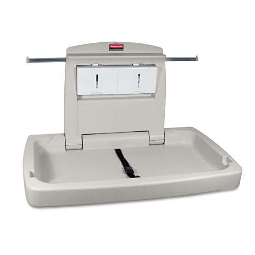 Rubbermaid® Commercial Sturdy Station 2 Baby Changing Table, 33.5 x 21.5, Platinum