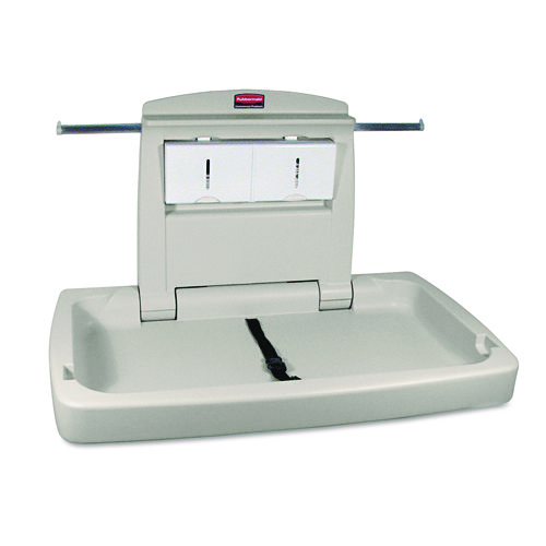 Image of Rubbermaid® Commercial Sturdy Station 2 Baby Changing Table, 33.5 X 21.5, Platinum