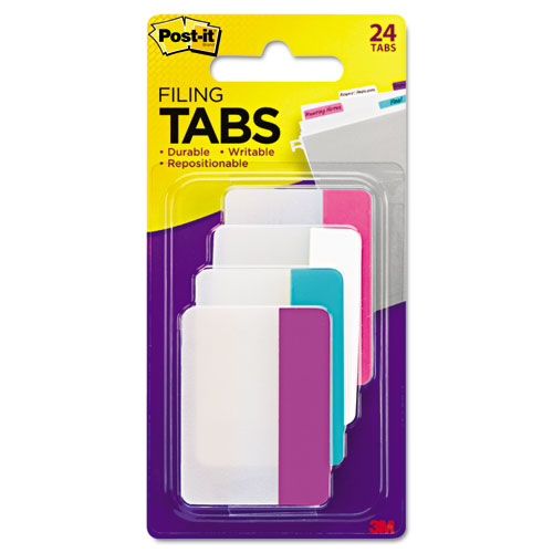2" and 3" Tabs, 1/5-Cut Tabs, Assorted Pastels, 2" Wide, 24/Pack