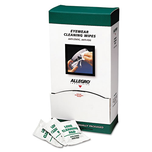 Allegro® Eyewear Cleaning Wipes, 5 in x 8", White, 100/Box