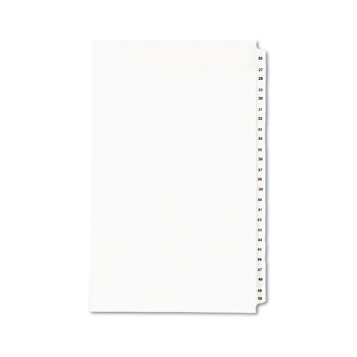 PREPRINTED LEGAL EXHIBIT SIDE TAB INDEX DIVIDERS, AVERY STYLE, 25-TAB, 26 TO 50, 14 X 8.5, WHITE, 1 SET, (1431)