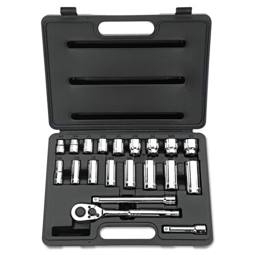 Stanley Tools® 20-Piece Sae Standard/Deep Socket Set, 3/8" Drive, 12-Point Sockets