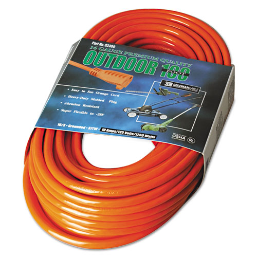 CCI® Vinyl Extension Cord, 100ft, AWG 16/3, SJTW-A, Orange