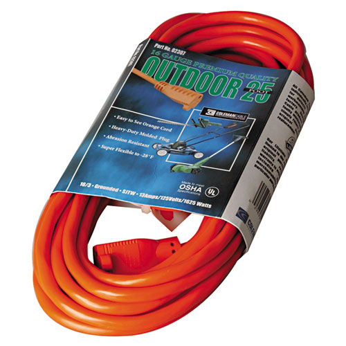 CCI® Vinyl Outdoor Extension Cord, 25ft, 13 Amp, Orange