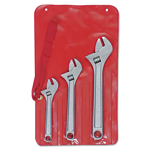 Crescent Three-Piece Adjustable Wrench Set, 6", 8", 10" Lengths, Chrome
