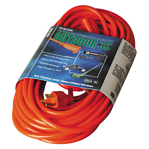 CCI® Vinyl Outdoor Extension Cord, 50ft, 13 Amp, Orange