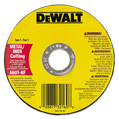Dw8062 High-Performance Metal-Cutting Wheels, 4 1/2in X .045in, 7/8in Arbor