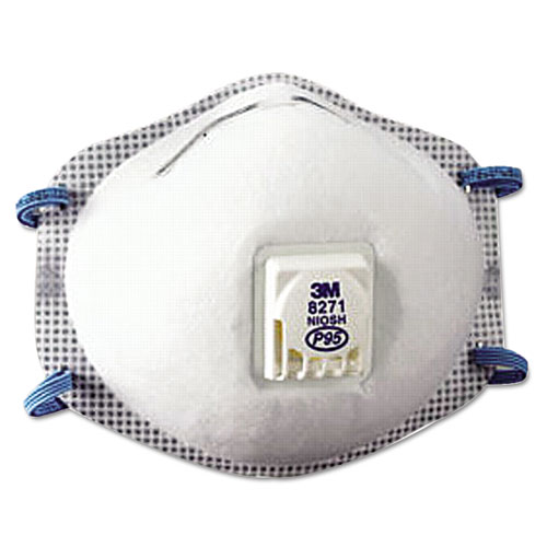 Image of 3M™ Particulate Respirator 8271, P95, One Size Fits All, 10/Box