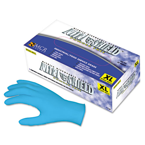 MCR™ Safety Disposable Nitrile Gloves, Large, 4 mil, Powder-Free, 100/Box