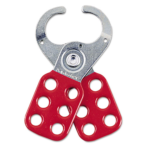 Master Lock® Steel Lockout Hasp, Steel/Vinyl, 2.37", Silver/Red