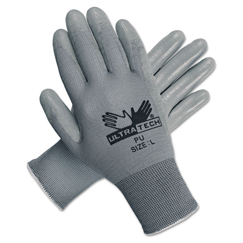 Image of Mcr™ Safety Ultra Tech Tacartonile Dexterity Work Gloves, White/Gray, Large, 12 Pairs