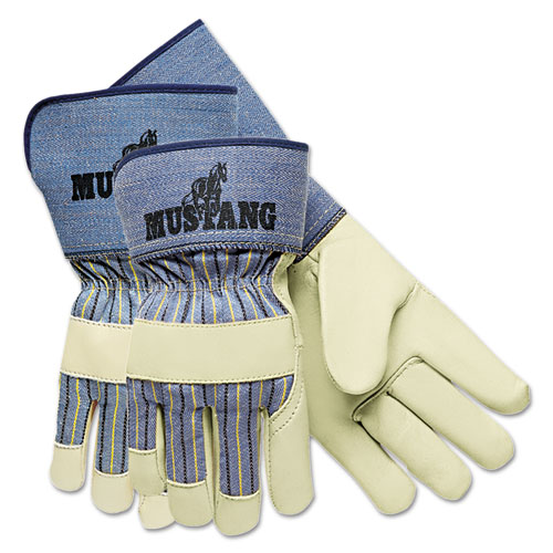 Mustang Premium Grain-Leather Gloves, 4 1/2 In. Gauntlet Cuff, Large